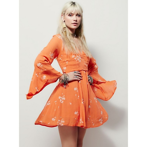Free People Dresses & Skirts - NWT Free People Jasmine Embroidered Dress- Papaya